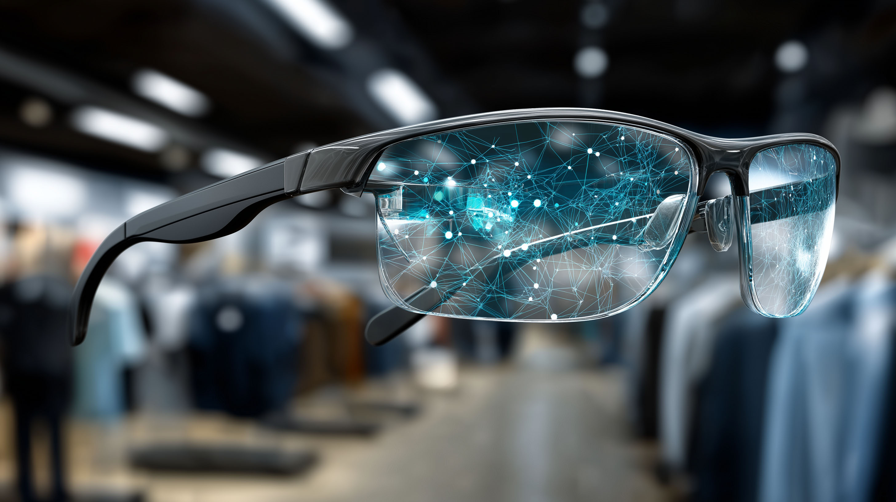 Occhiali smart moderni con funzioni di display discreto